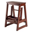 Pemberly Row Transitional Solid Wood Double Step Stool in Antique Walnut