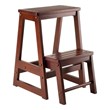 Pemberly Row Transitional Solid Wood Double Step Stool in Antique Walnut