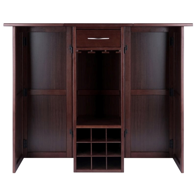 Pemberley Row Solid Wood Antique Walnut Home Bar Rectangular Expandable 50