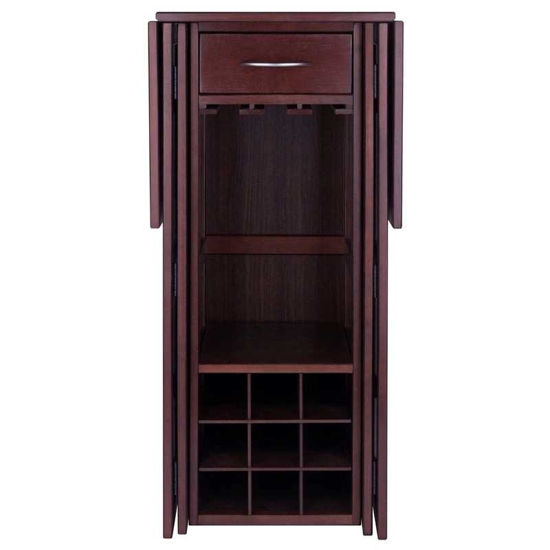 Pemberley Row Solid Wood Antique Walnut Home Bar Rectangular Expandable 50