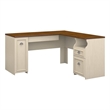 Pemberley Row Engineered Wood Antique White L-Shaped Desk 59.53