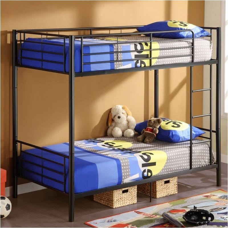 Pemberly Row Twin over Twin Metal Bunk Bed in Black
