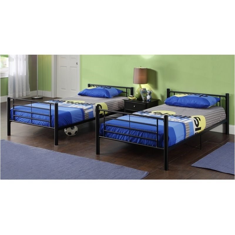 Pemberly Row Twin over Twin Metal Bunk Bed in Black