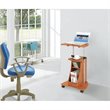 Pemberly Row Sit-to-Stand Rolling Laptop Cart with Storage in Wood Grain