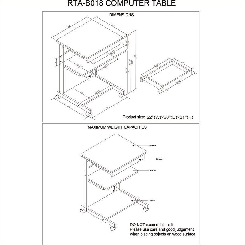 Pemberly Row Metal Computer Student Laptop Desk in Graphite