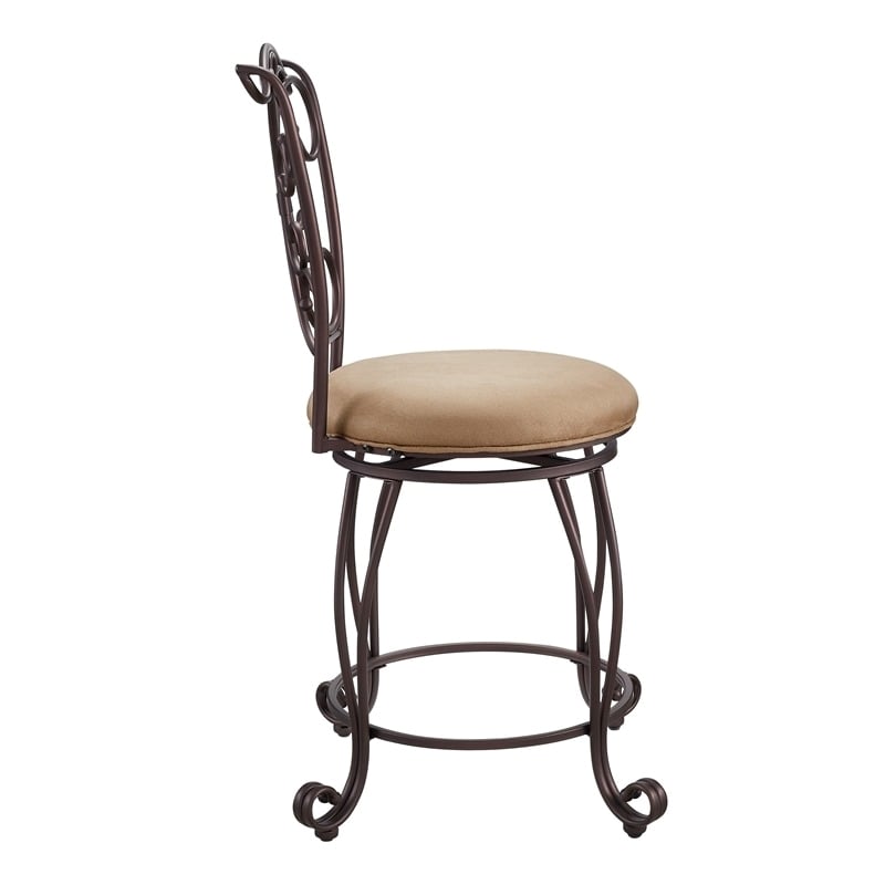 Pemberley Row Metal Light Brown Counter Stool Circular Swivel 24.5