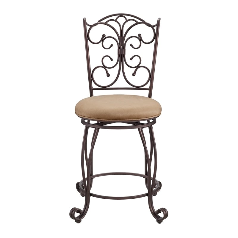 Pemberley Row Metal Light Brown Counter Stool Circular Swivel 24.5