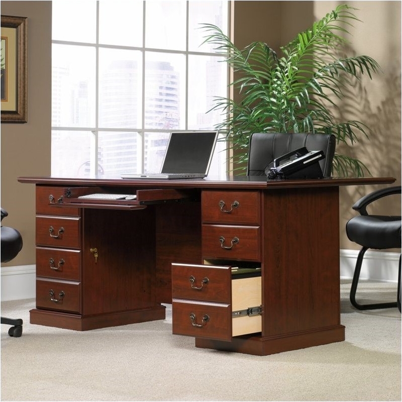 Pemberley Row Wood Classic Cherry Executive Desk Rectangular Scratch Resistant 70.5