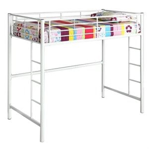 Pemberly Row Metal Twin Loft Bunk Bed in White Finish