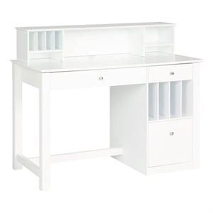 Pemberley Row MDF Engineered Wood and Solid Wood White Desk Rectangular Hutch 48&quot Unassembled
