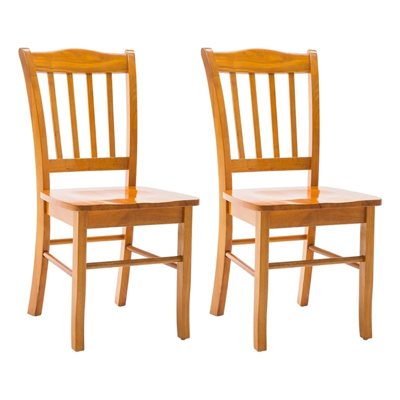 Pemberley Row Solid Rubberwood Natural Oak Dining Chair Rectangular Contoured Seat 35.5