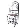 Pemberly Row 5-Shelf Transitional Metal & Wood Rack in Black