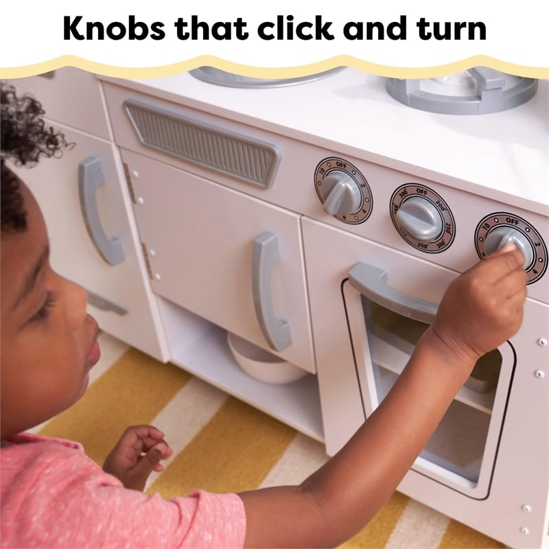 Pemberly Row Wood White Vintage Play Kitchen in Multi-Color Finish