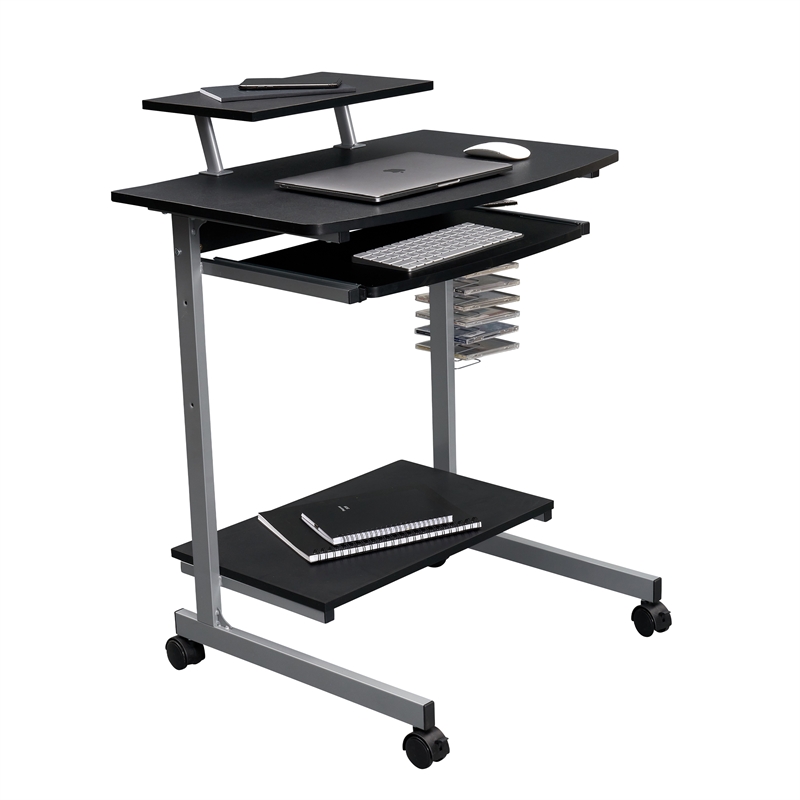 Pemberly Row Wood Top Computer Work Station in Graphite