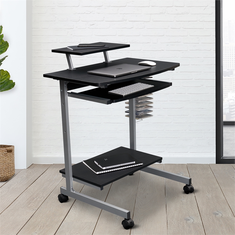 Pemberly Row Wood Top Computer Work Station in Graphite