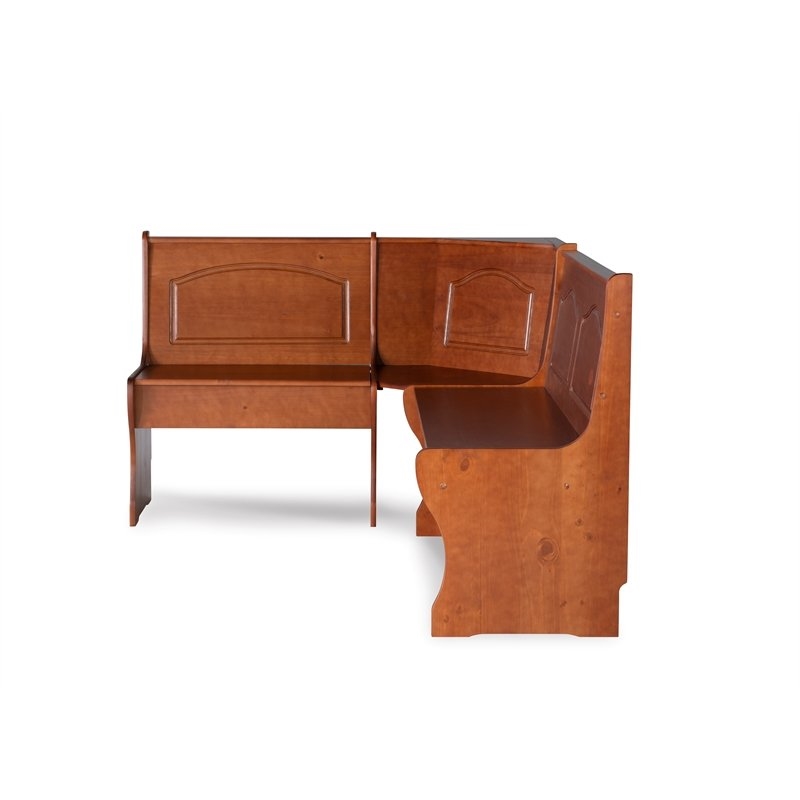Pemberley Row Pine Walnut Brown Breakfast Nook Set Rectangular Under-Seat Storage 67.25