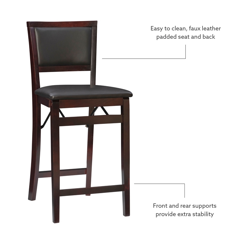 Pemberley Row Wood Merlot Bar Stool Square Footrest Pre-Assembled 37