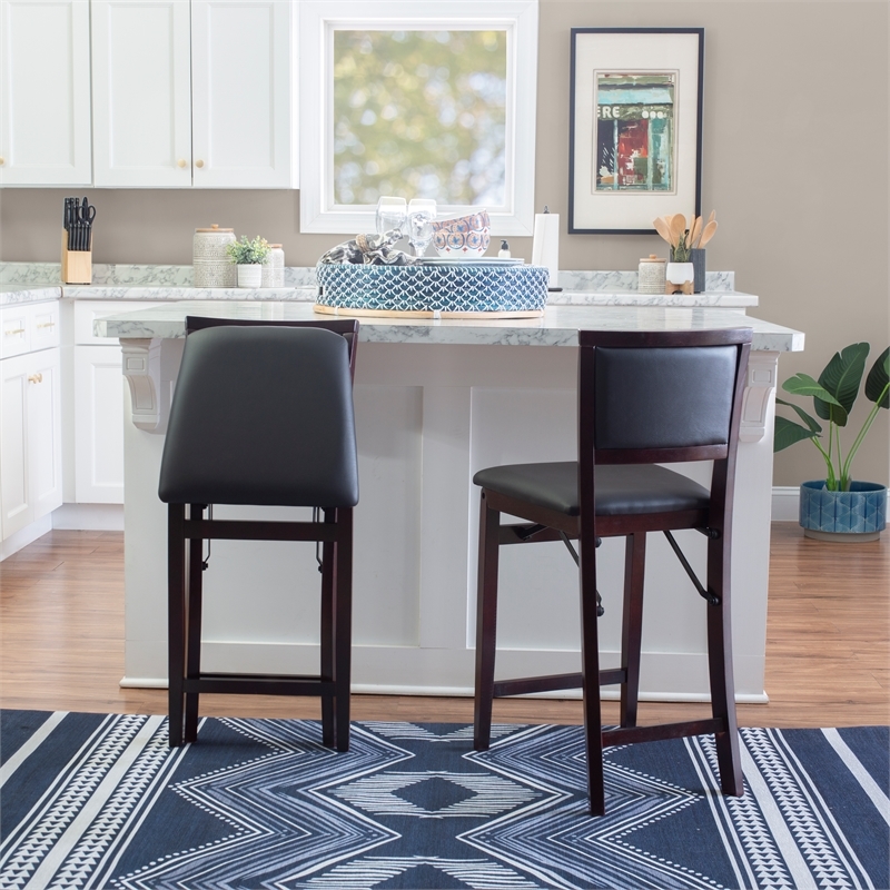 Pemberley Row Wood Merlot Bar Stool Square Footrest Pre-Assembled 37