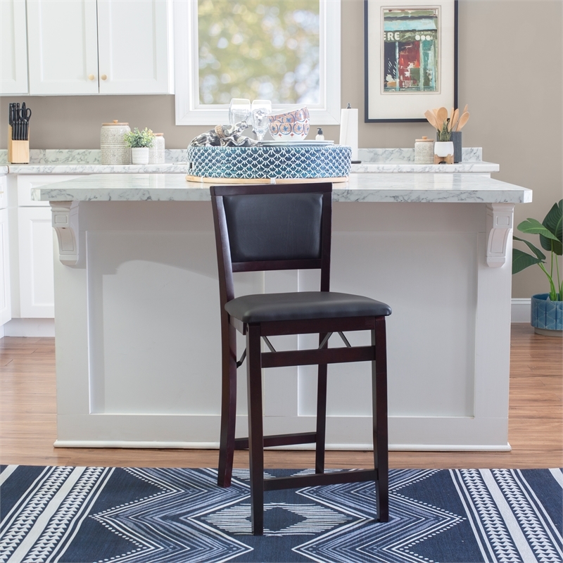Pemberley Row Wood Merlot Bar Stool Square Footrest Pre-Assembled 37