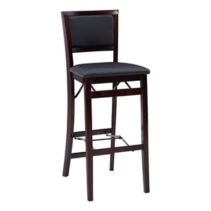 Pemberly Row 30&quot Transitional Wood Pad Back Folding Bar in Merlot