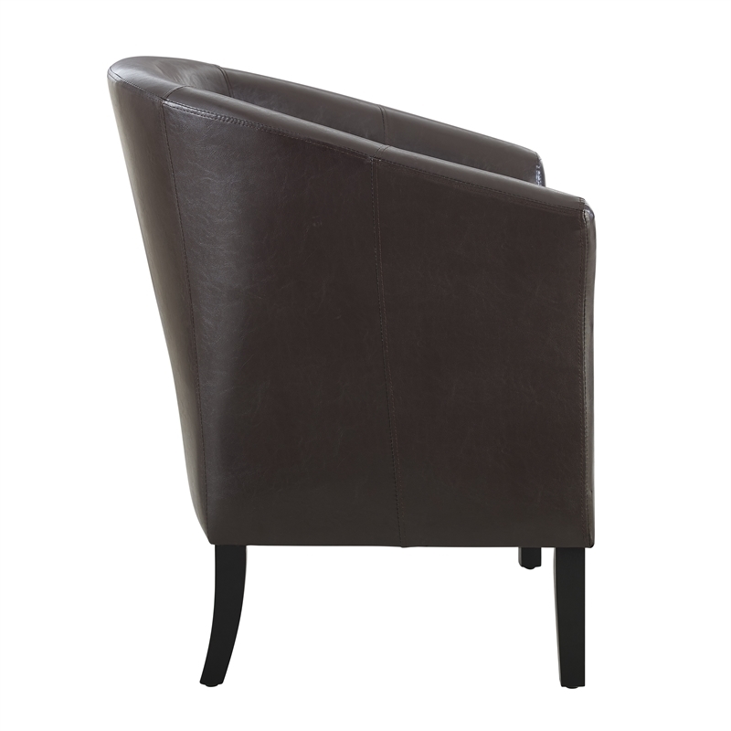 Pemberley Row Faux Leather Brown Club Chair Barrel Stain Resistant 33