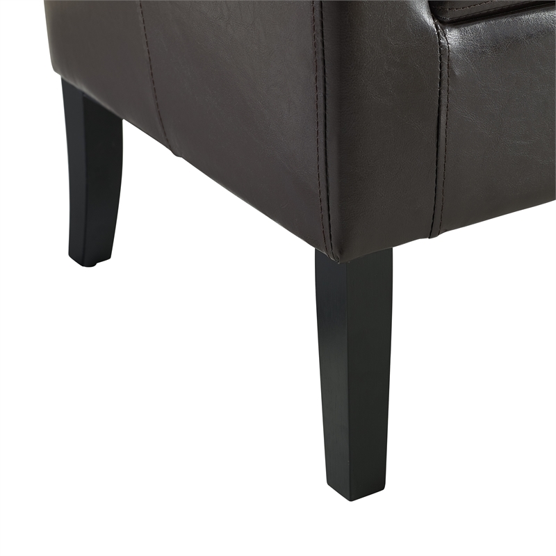 Pemberley Row Faux Leather Brown Club Chair Barrel Stain Resistant 33