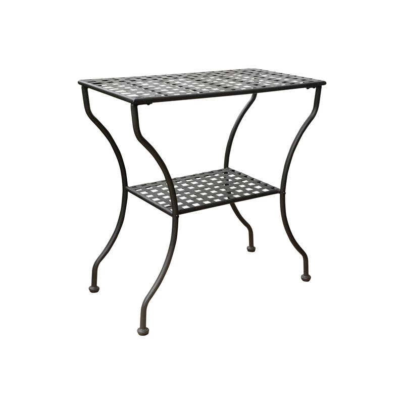 Pemberley Row Wrought Iron Antique Black Patio Table Rectangular Weatherproof 28