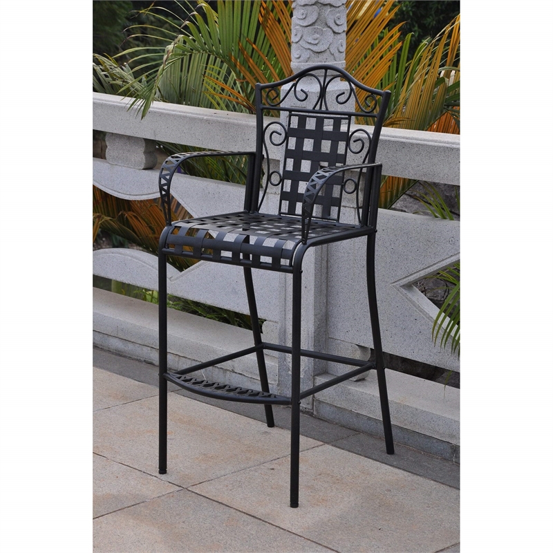 Pemberley Row Powder Coated Iron Antique Black 3-Piece Patio Bistro Set Round Water Resistant 30