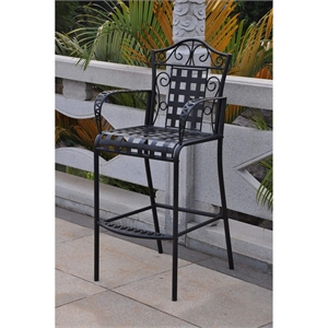 Pemberley Row Powder Coated Iron Antique Black 3-Piece Patio Bistro Set Round Water Resistant 30&quot Diameter Unassembled