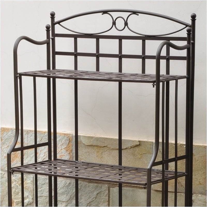 Pemberley Row Iron Dark Bronze Bakers Rack Rectangular Weatherproof Folding 28