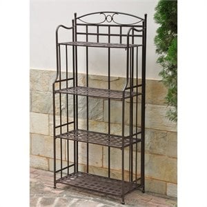 Pemberley Row Iron Dark Bronze Bakers Rack Rectangular Weatherproof Folding 28&quotW x 13.5&quotD x 58&quotH