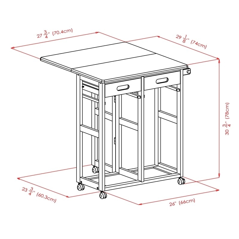 Pemberly Row Solid Wood Space Saver Dinette Set with 2 Square Stools in Teak