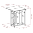 Pemberly Row Solid Wood Space Saver Dinette Set with 2 Square Stools in Teak