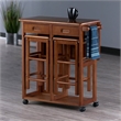 Pemberly Row Solid Wood Space Saver Dinette Set with 2 Square Stools in Teak