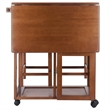 Pemberly Row Solid Wood Space Saver Dinette Set with 2 Square Stools in Teak