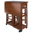 Pemberly Row Solid Wood Space Saver Dinette Set with 2 Square Stools in Teak