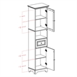 Pemberly Row Adjustable Shelf Modern Solid Wood Tall Linen Cabinet in Black