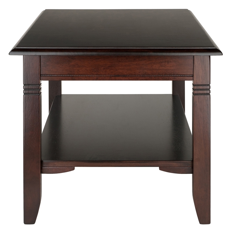 Pemberly Row Transitional Solid Wood Coffee Table in Cappuccino