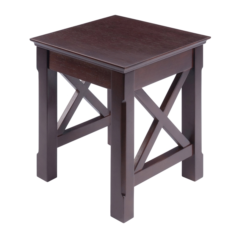 Pemberly Row 3-Piece Transitional Solid Wood Nesting Table in Cappuccino