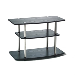 Pemberly Row Contemporary 3-Tier Wood TV Stand for TVs up to 32&quot in Black