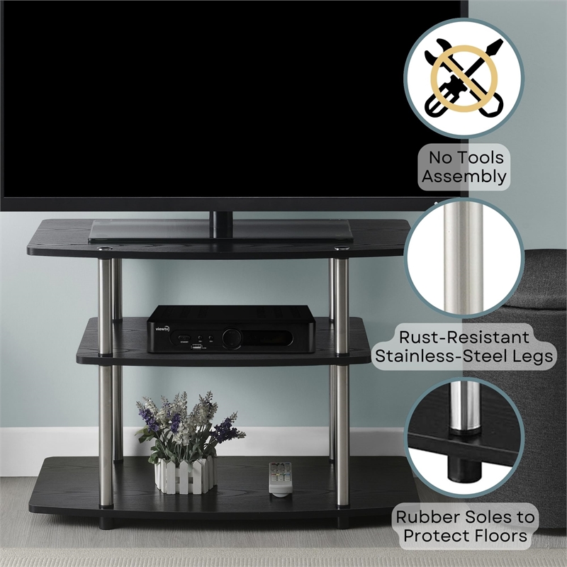 Pemberly Row Contemporary 3-Tier Wood TV Stand for TVs up to 32