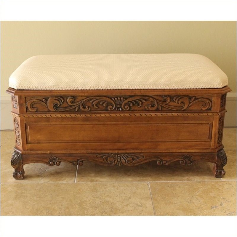 Pemberley Row Hardwood Dual Walnut Stain Bench Rectangular Storage 18