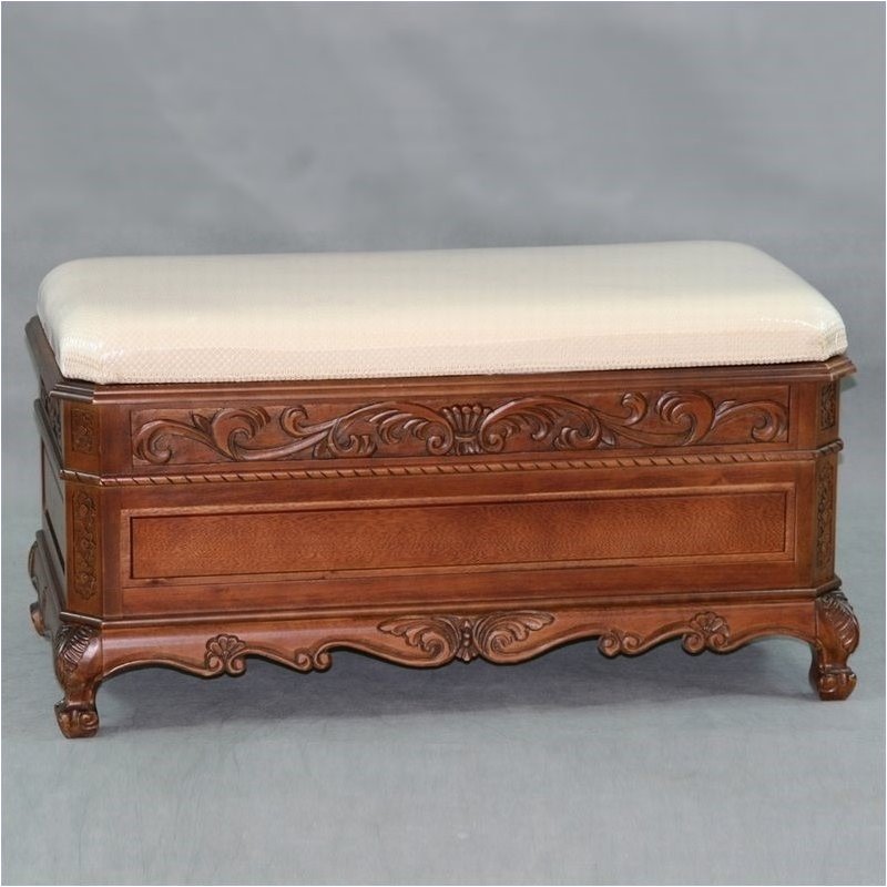 Pemberley Row Hardwood Dual Walnut Stain Bench Rectangular Storage 18