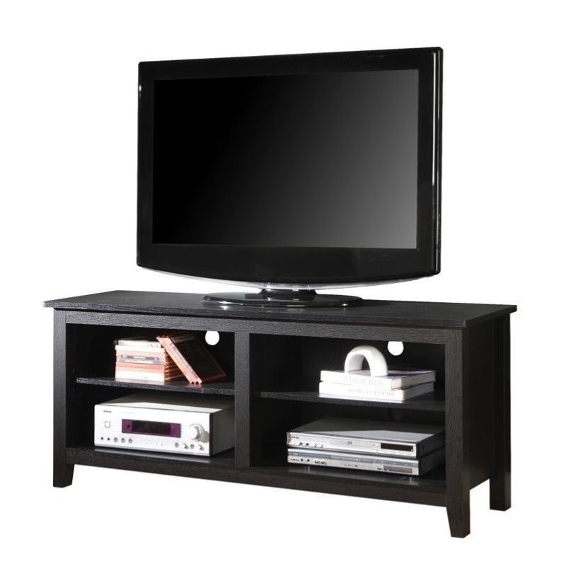 Pemberley Row MDF Black TV Console Rectangular Adjustable Shelving 58
