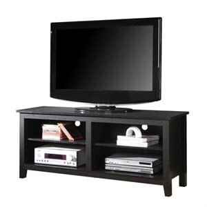 Pemberley Row MDF Black TV Console Rectangular Adjustable Shelving 58&quot Unassembled