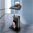 Pemberly Row Sit-to-Stand Rolling Laptop Cart With Storage in Black