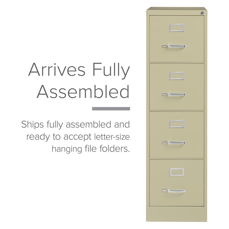 Pemberley Row Metal Beige Filing Cabinet Vertical 4-Drawer 52