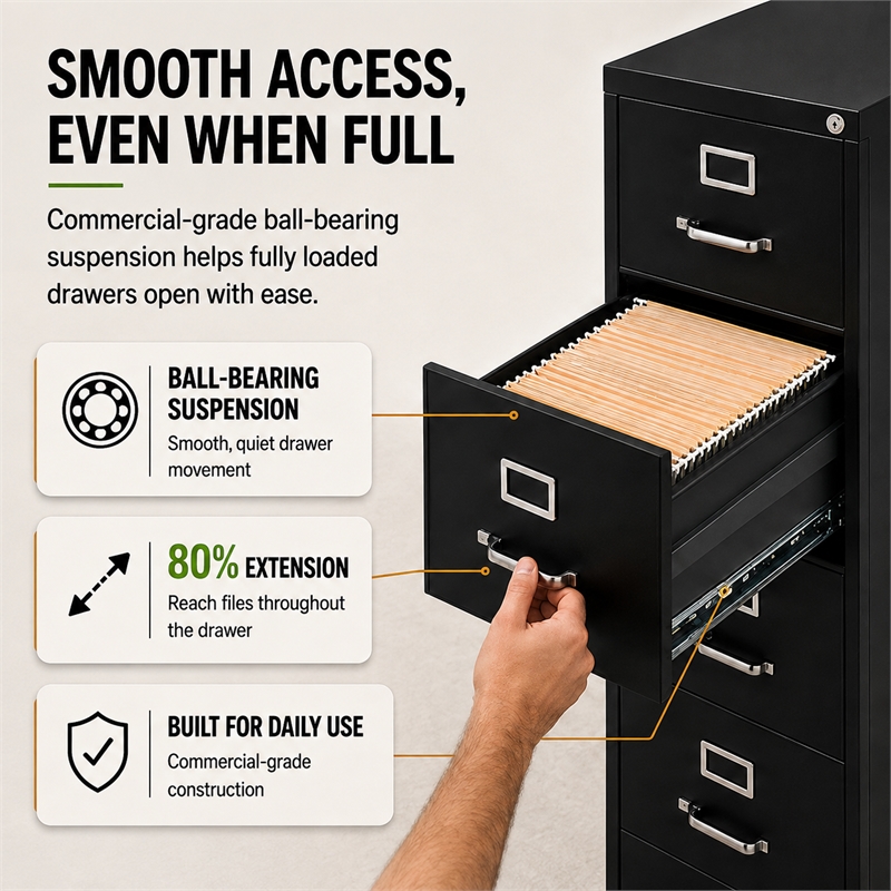 Pemberley Row Metal Black Filing Cabinet Vertical 52