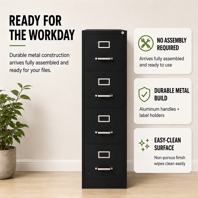 Pemberley Row Metal Black Filing Cabinet Vertical 52