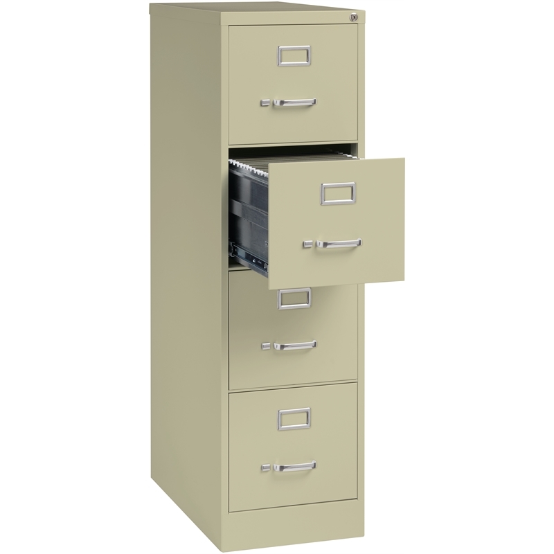 Pemberly Row 4 Drawers Vertical Beige Metal Filing Cabinet Pre-assembled